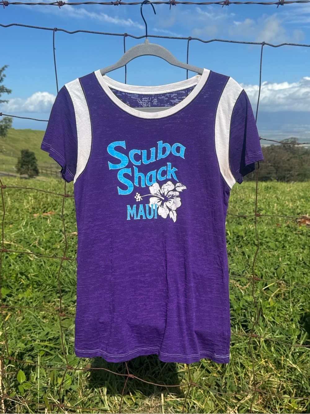 90s Y2K Maui scuba shack purple retro Jersey Burnout T-shirt xl